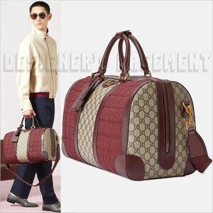 GUCCI Original GG MARMONT Burgundy leather quilted Mini-GG-Canvas Sml Duffle Bag